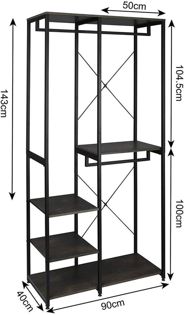 Rootzin monitoimivaateteline - Vaatekaapin järjestäjä - Vaatteiden näyttö - Runsaasti säilytystilaa, monipuolinen muotoilu, kestävä rakenne - 90 cm x