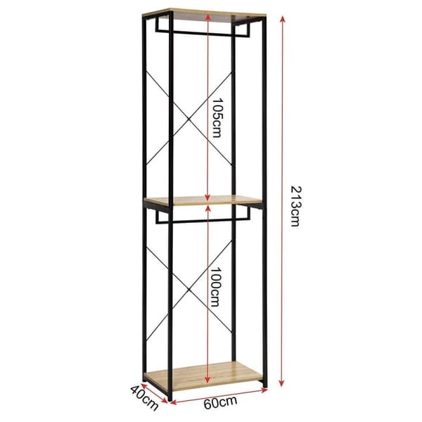 Rootz multifunktionelt tøjstativ - Organizer - Tøjstativ - Moderne design - Holdbar konstruktion - Rigelig opbevaring - 40 cm x 213 cm x 60 cm