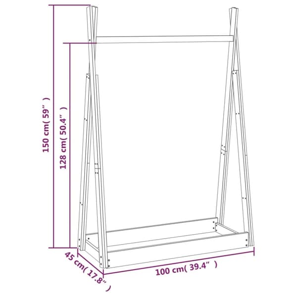 vidaXL Vaateteline 100x45x150 cm täysi mänty -  Naulakot & hattuhyllyt