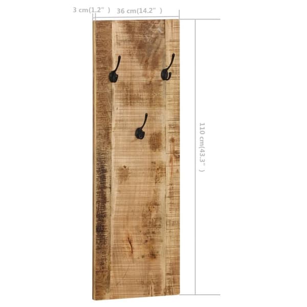 vidaXL vægmonteret knagerækker 2 stk. massivt mangotræ 36 x 110 x 3 cm -  Knagerækker og stumtjenere
