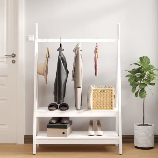vidaXL Vaateteline valkoinen 100x45,5x150 cm täysi mänty -  Naulakot & hattuhyllyt