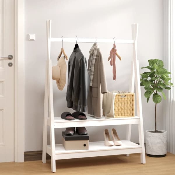 vidaXL Vaateteline valkoinen 100x45,5x150 cm täysi mänty -  Naulakot & hattuhyllyt