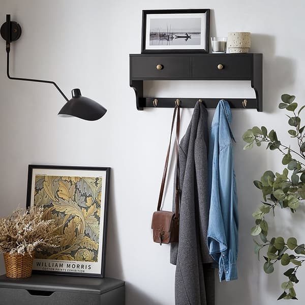 Rootz-seinävaateteline laatikoilla - Riippuva hylly - Sisääntulojärjestin - Tilaa säästävä muotoilu - Ympäristöystävällinen materiaali - 60 cm x 27 cm