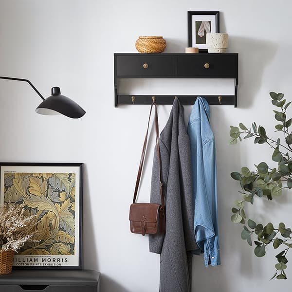 Rootz-seinävaateteline laatikoilla - Riippuva hylly - Sisääntulojärjestin - Tilaa säästävä muotoilu - Ympäristöystävällinen materiaali - 60 cm x 27 cm
