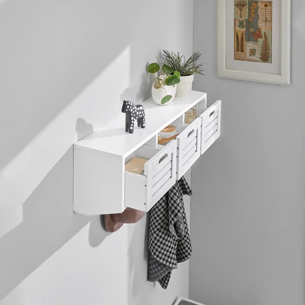 Rootz väggklädhängare med förvaringskorgar - Hänghylla - Entréorganisator - MDF-konstruktion - Utrymmesbesparande design - 80 cm x 25 cm x 20 cm