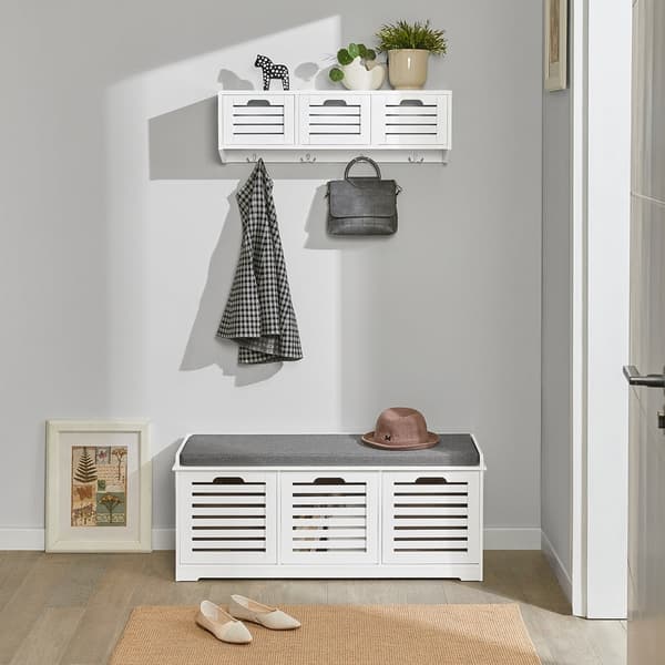 Rootz väggklädhängare med förvaringskorgar - Hänghylla - Entréorganisator - MDF-konstruktion - Utrymmesbesparande design - 80 cm x 25 cm x 20 cm