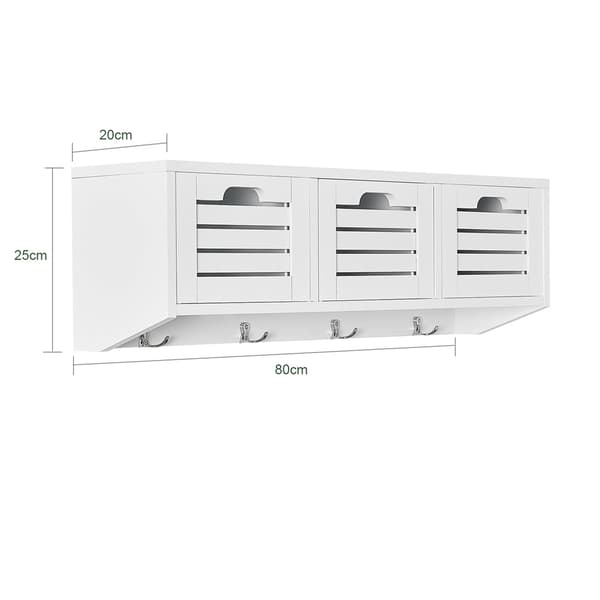 Rootz väggklädhängare med förvaringskorgar - Hänghylla - Entréorganisator - MDF-konstruktion - Utrymmesbesparande design - 80 cm x 25 cm x 20 cm