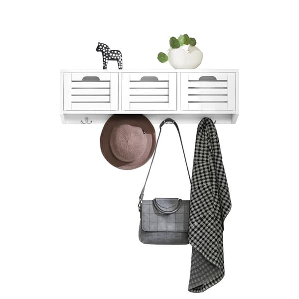 Rootz-seinätakkiteline säilytyskoreilla - Riippuva hylly - Sisääntulojärjestin - MDF-rakenne - Tilaa säästävä muotoilu - 80cm x 25cm x 20cm