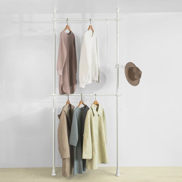 Rootz justerbar teleskopisk klädstång - Garderobshållare - Hyllsystem - Platsbesparande - Enkel montering - Variabel storlek 62-113cm x 200-285cm