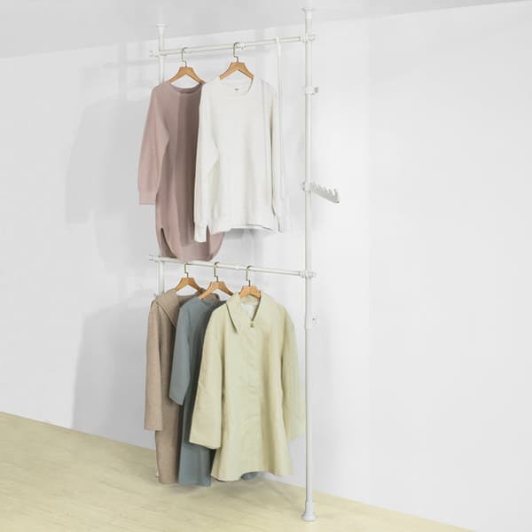 Rootz justerbar teleskopisk klädstång - Garderobshållare - Hyllsystem - Platsbesparande - Enkel montering - Variabel storlek 62-113cm x 200-285cm