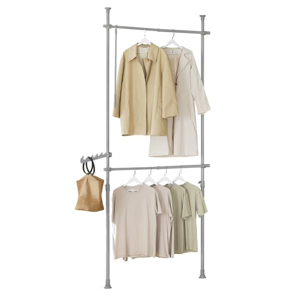Rootz justerbar teleskopisk klädstång - Garderobshållare - Hyllsystem - Platsbesparande - Enkel montering - Variabel storlek 62-113cm x 200-285cm