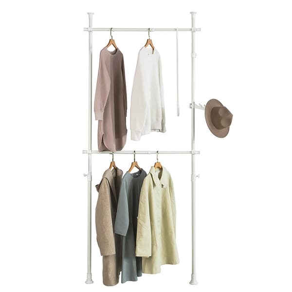 Rootz justerbar teleskopisk klädstång - Garderobshållare - Hyllsystem - Platsbesparande - Enkel montering - Variabel storlek 62-113cm x 200-285cm