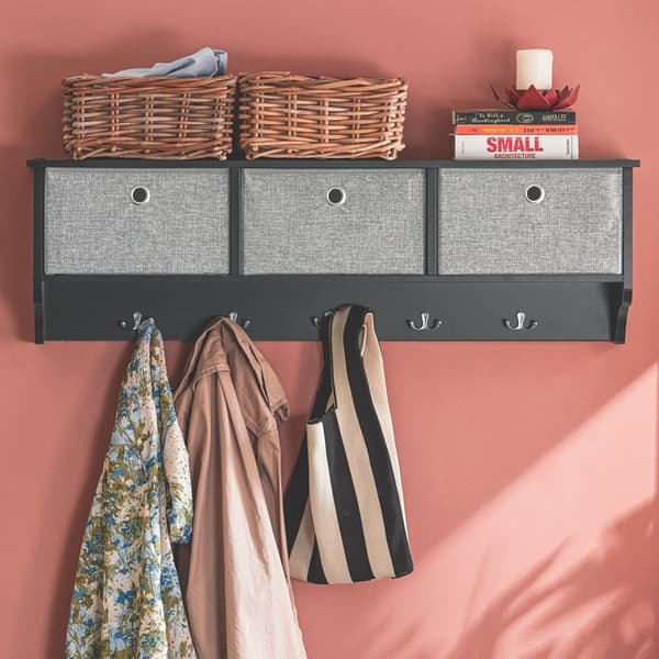 Rootz vægknagerække med opbevaring - Nøgleorganisator - Entréhylde - FSC-certificeret - 100x30x20 cm - Miljøvenlig honeycomb-emballage
