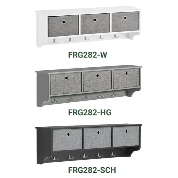 Rootz vægknagerække med opbevaring - Nøgleorganisator - Entréhylde - FSC-certificeret - 100x30x20 cm - Miljøvenlig honeycomb-emballage