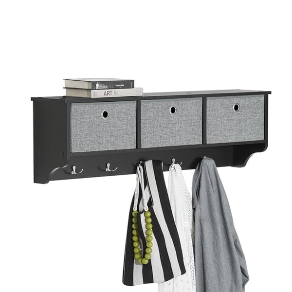 Rootz vægknagerække med opbevaring - Nøgleorganisator - Entréhylde - FSC-certificeret - 100x30x20 cm - Miljøvenlig honeycomb-emballage