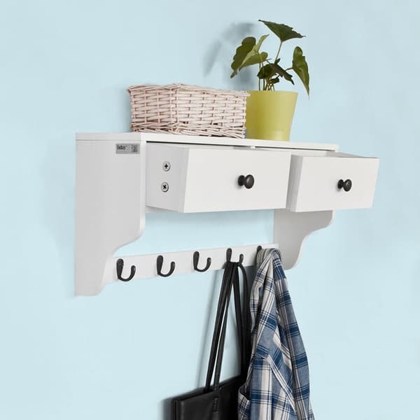 Rootz-seinävaateteline laatikoilla - Riippuva hylly - Säilytysjärjestelmä - MDF-rakenne - Ihanteellinen eteiseen, kylpyhuoneeseen, keittiöön - 60 cm x