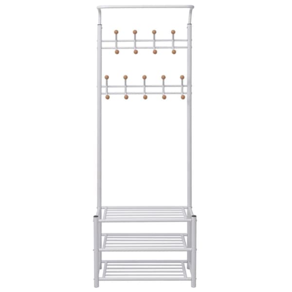 The Living Store Kapphängare med skohylla 68x32x182,5 cm vit -  Garderobsstativ & klädhängare