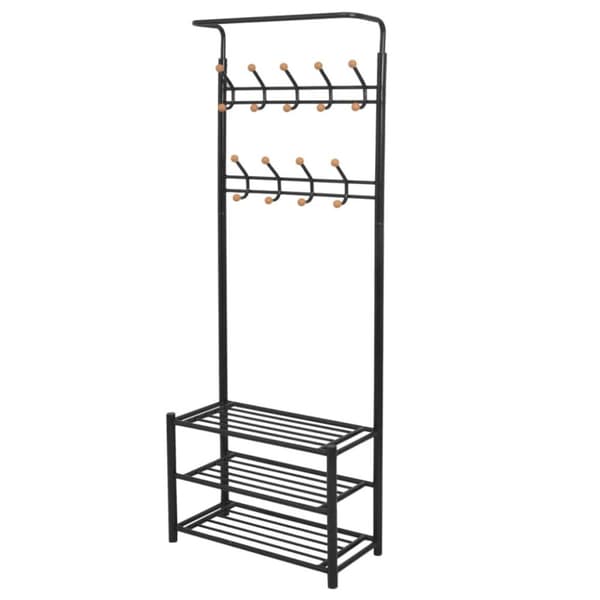 Knagerækker og stumtjenere - Living knagerække med skoopbevaring 68 x 32 x 182,5 cm sort