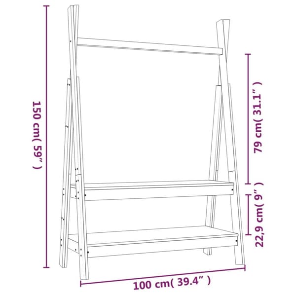 Knagerækker og stumtjenere - Living tøjstativ 100x45,5x150 cm massivt fyrretræ