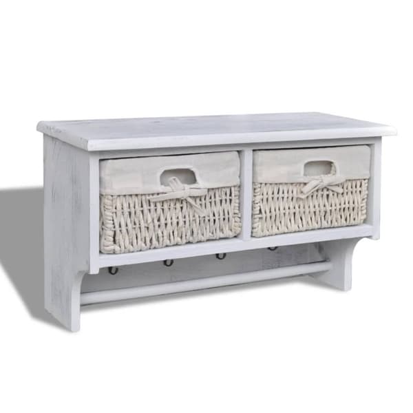 Væghylde 60x23,5x33 cm kejsertræ hvid - Knagerække - Knagerækker - Home & Living