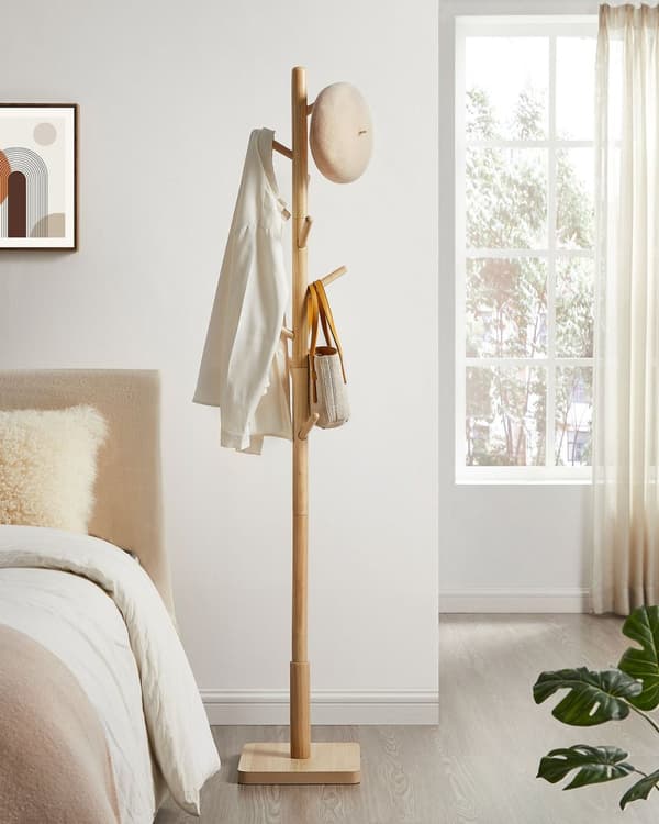 Rootz-naulakko - Hattuteline - Sisäänkäynnin järjestäjä - Kumipuu - MDF - Luonnollinen beige - 30cm x 30cm x 175cm