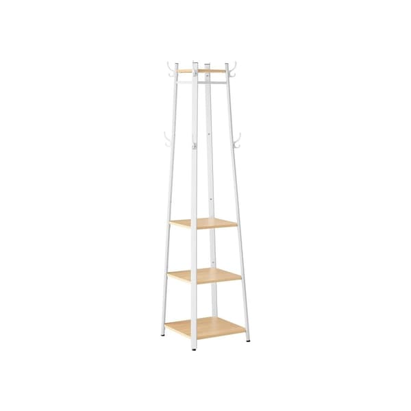 Rootz Knagerække - Eg Hvid - Spånplade stål - Entryway Organizer - Pladsbesparende - Nem montering - 43cm x 43cm x 180cm