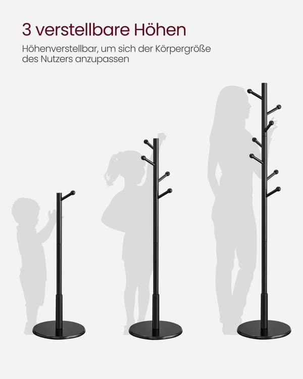 Rootz klädhängare - Hattställ - Gummiträ - MDF - Fristående - 38 cm x 175 cm - 12,5 cm Kroklängd - 3,3 kg - 5 kg Max belastningskapacitet - 20 kg tota