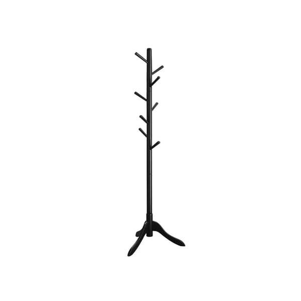 Rootz-naulakko - Hattuteline - Kumipuu - 5 koukkua - 175 cm Korkeus - 47 cm Leveä - 2,5 kg - Musta - 47 cm x 47 cm x 175 cm