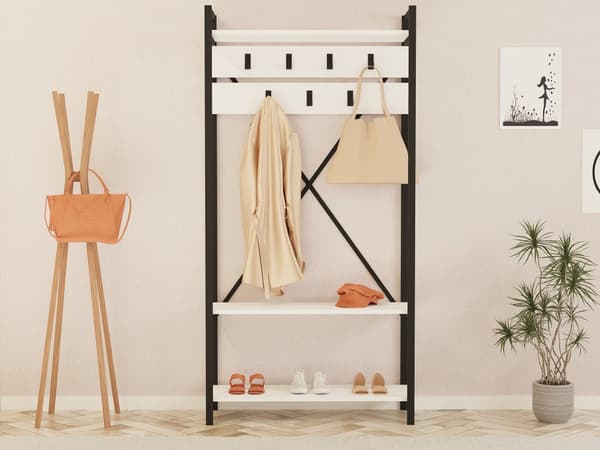 Chic Home Aarne vaatenaulakko 90x34xK180 cm, valkoinen/musta