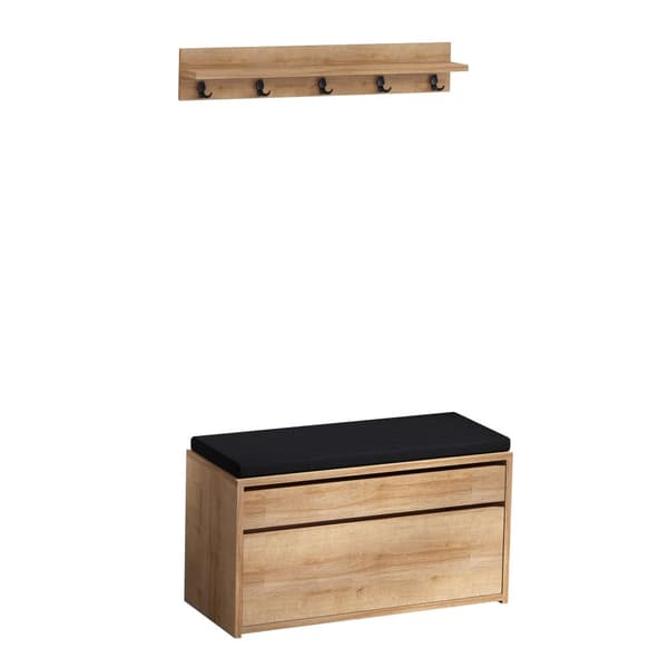 Chic Home Anna vaatenaulakko ja säilytyspenkki, ruskea/musta