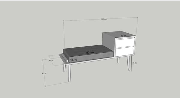 Chic Home Fiina eteispenkki laatikostolla 120 cm, ruskea/antrasiitti