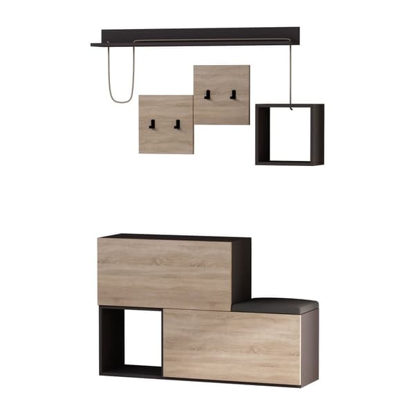Chic Home Hely naulakko + säilytyspenkki 120 cm, beige/musta