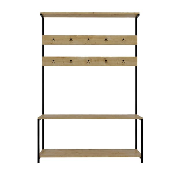 Chic Home Pola naulakko hattu- ja kenkähyllyllä 120x40xK180 cm, vaaleanbeige/musta