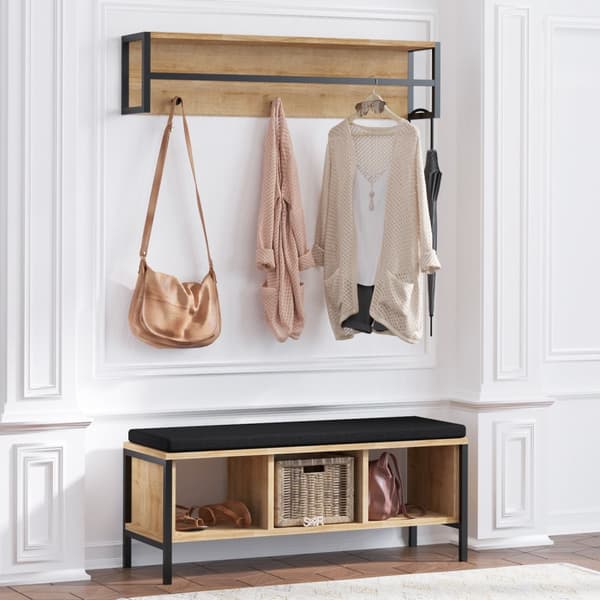 Chic Home Sanna naulakko + säilytyspenkki 100 cm, beige/musta