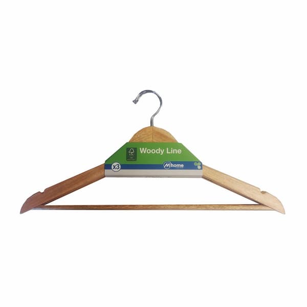 Hängare Mondex Woody Line Ekologisk Naturell Trä 3 antal (42,5 x 23 cm)