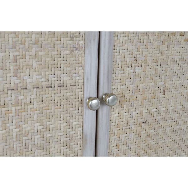 Klädhängare med spegel Home ESPRIT Naturell Rattan Paulowniaträ Speglar 92 x 40 x 181 cm