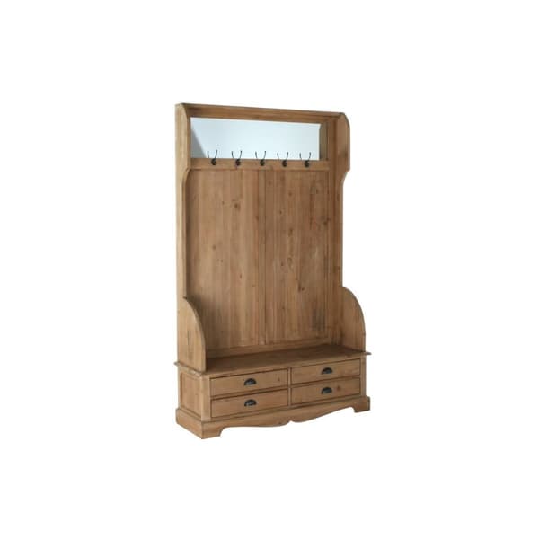 Stativ med Hylde DKD Home Decor Brun Sort Fyrretræ Spejl Natur Alpino 124 x 40 x 200 cm