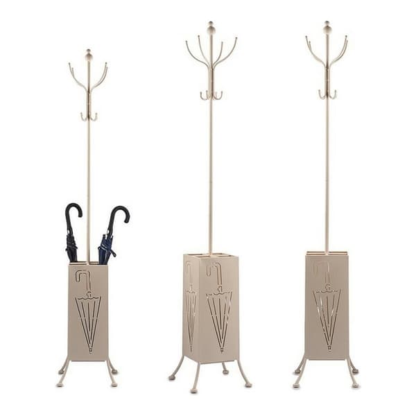 Knagerække Paraplystativ Metal Flødefarvet (34 x 188 x 34 cm)