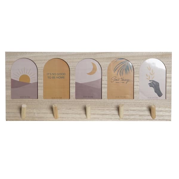 Knagerække DKD Home Decor 56 x 5 x 23,5 cm Natur Multifarvet Træ MDF Boho