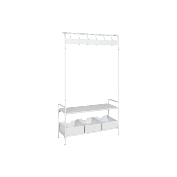 Stativ med Hylde Home ESPRIT Hvid Metal Loft 110 x 36 x 186 cm