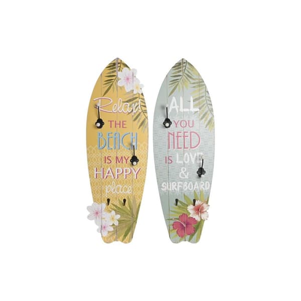 Vegghengt klehenger DKD Home Decor 30 x 90 x 7 cm Middelhavet (2 enheter)