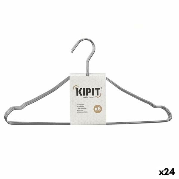 Sett med kleshengere Kipit 29100190 Sølv Metall 39,5 x 20 x 0,5 cm (24 enheter)