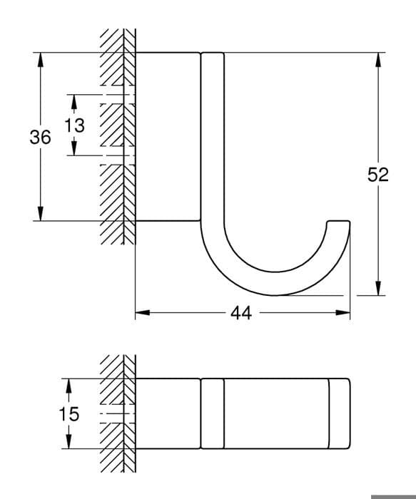 Väggkrok - Grohe - Urval - Krom - Metall - Dolda fästen