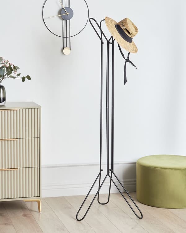 Stående Klesstativ i Svart Metall 162 cm for Yttertøy i Entréen Moderne Skandinavisk Tilbehør