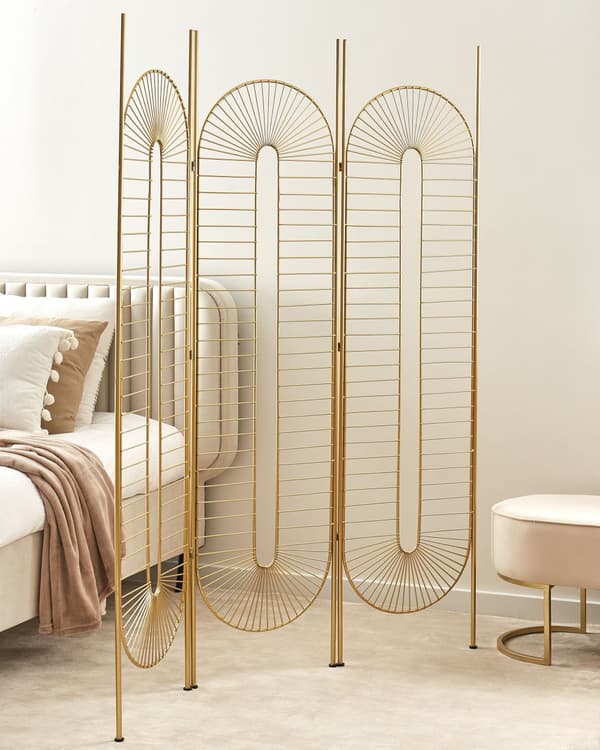 Rumdeler Guld Jern 135 x 170 cm Dekorativ Skærmvæg Paravent til Indendørs Kontor