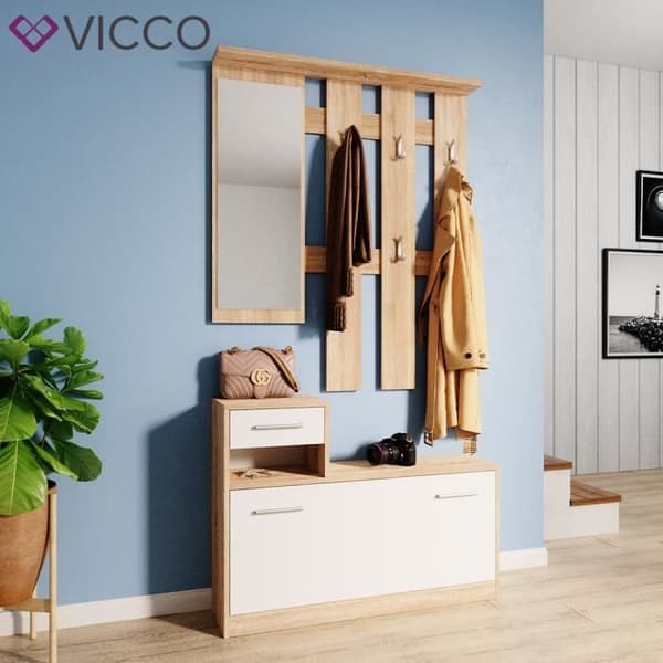 Vicco Billy vit klädhängare set, garderob, entrégarderob, kompakt garderob