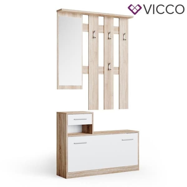 Vicco Billy vit klädhängare set, garderob, entrégarderob, kompakt garderob