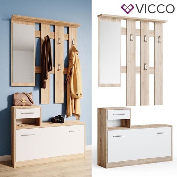 Vicco Billy vit klädhängare set, garderob, entrégarderob, kompakt garderob