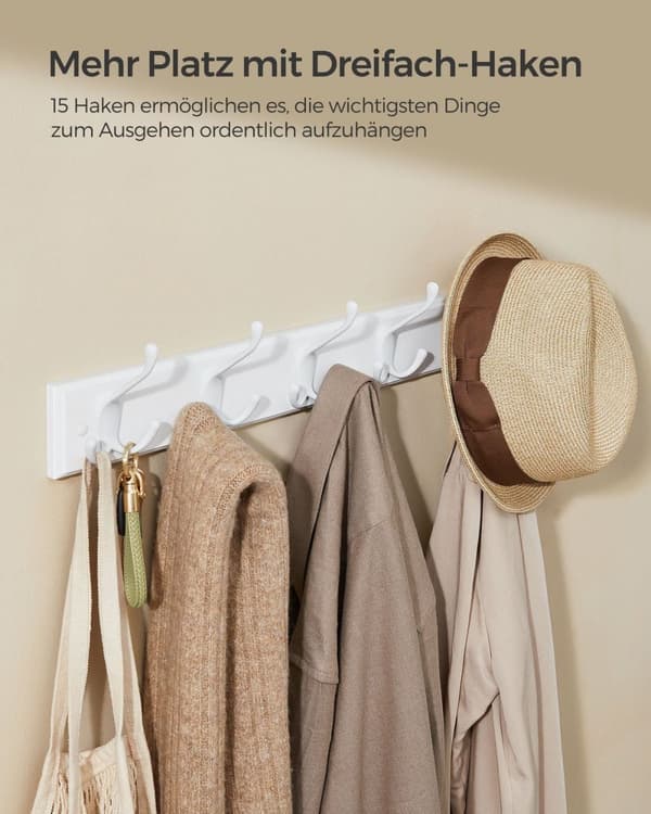 Rootz vægknaggestativ - Krogstativ - Entry-arrangør - MDF og zinklegering - 7 cm x 50,4 cm x 4,6 cm - Cloud White
