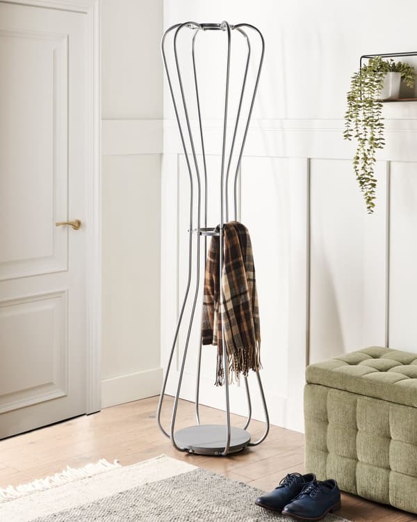 Klädställning Silver Metall 165 cm Fristående Jackställ Industriell Modern Dekorativ Accent Stycke Hall Tillbehör